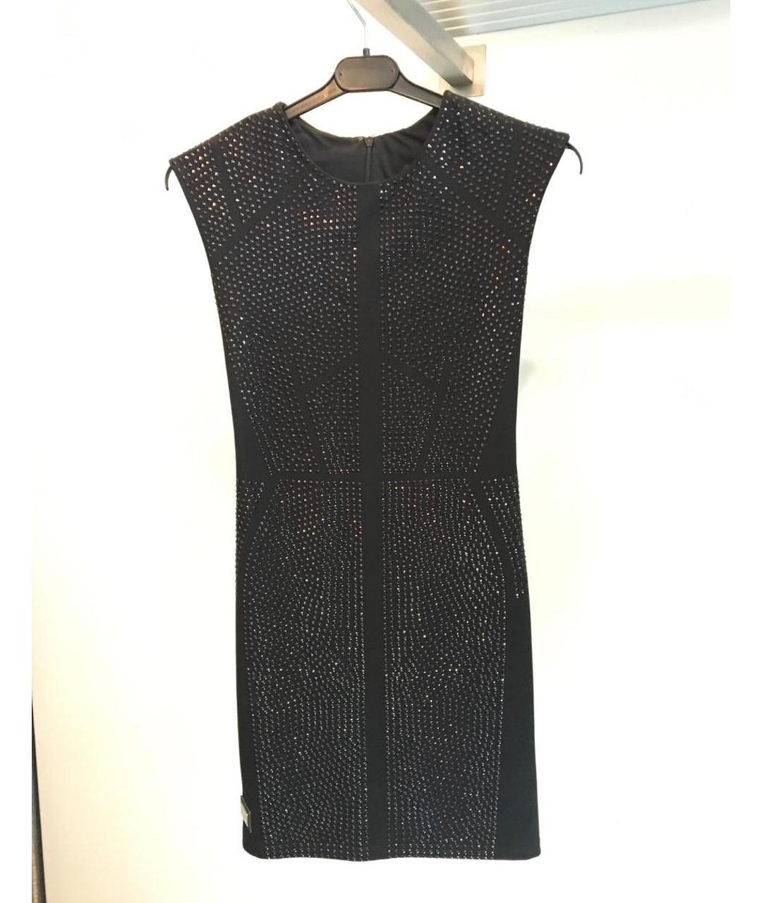 PHILIPP PLEIN Черное хлопко-эластановое коктейльное платье, фото 5