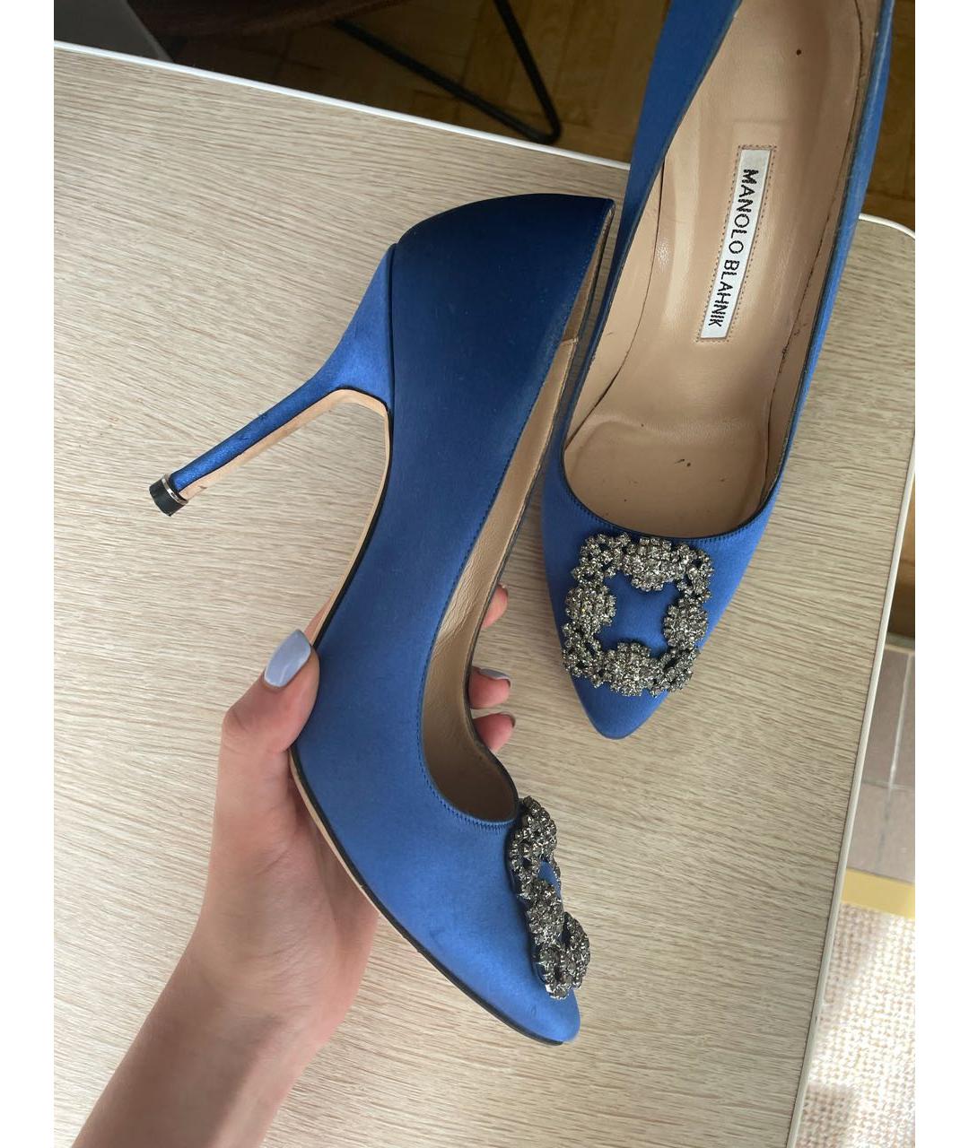 MANOLO BLAHNIK Синие бархатные туфли, фото 2