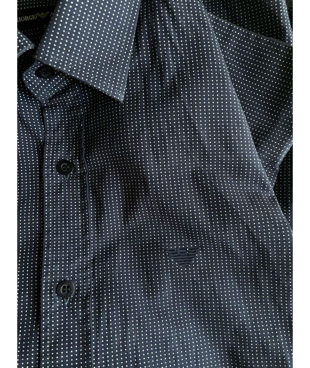 GIORGIO ARMANI Темно-синяя хлопковая классическая рубашка, фото 3