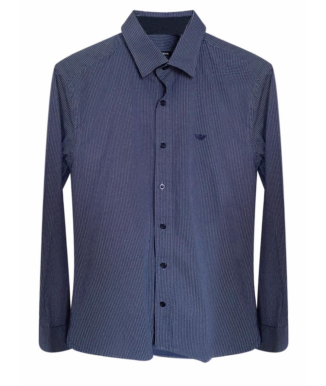 GIORGIO ARMANI Темно-синяя хлопковая классическая рубашка, фото 1