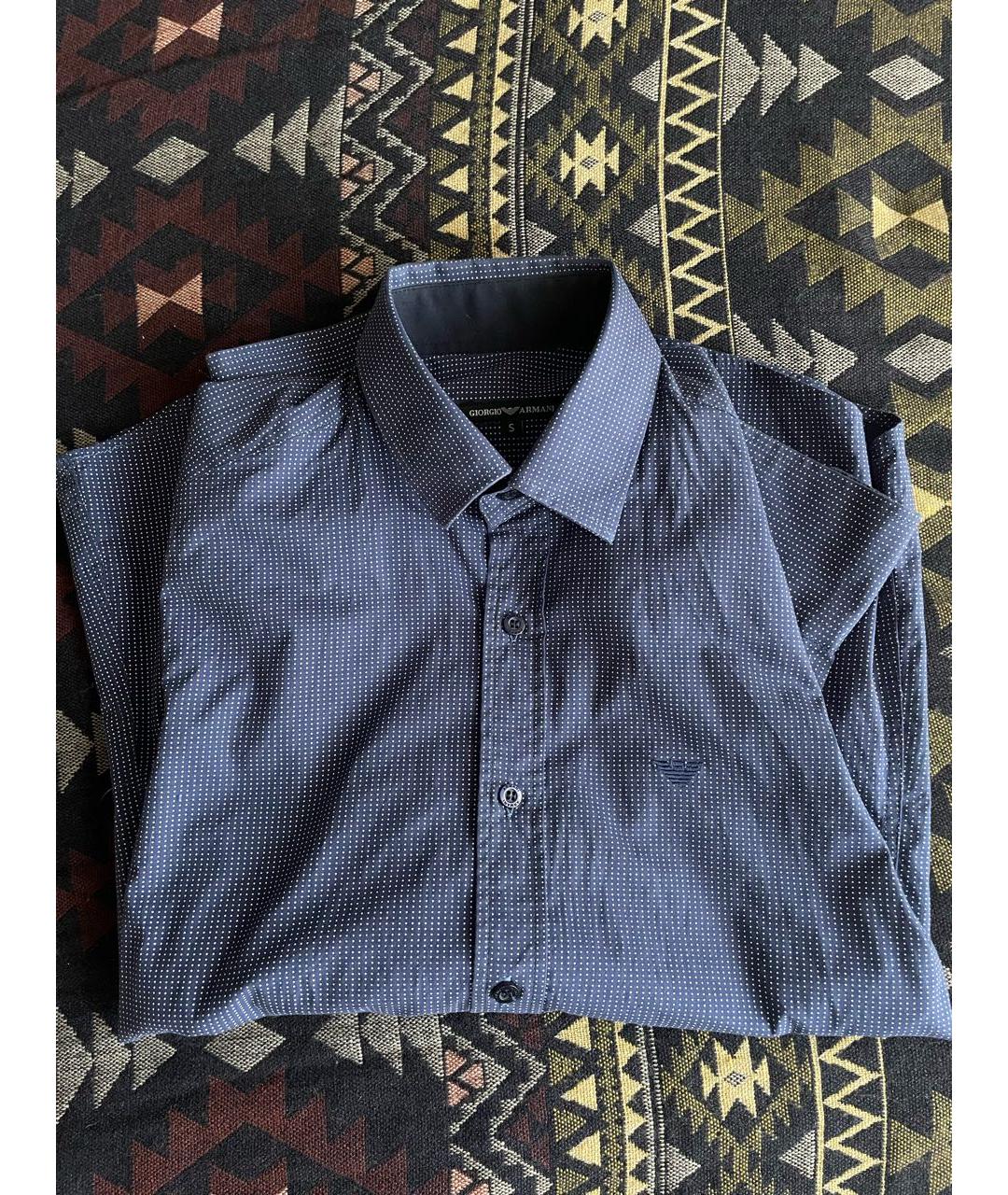GIORGIO ARMANI Темно-синяя хлопковая классическая рубашка, фото 2