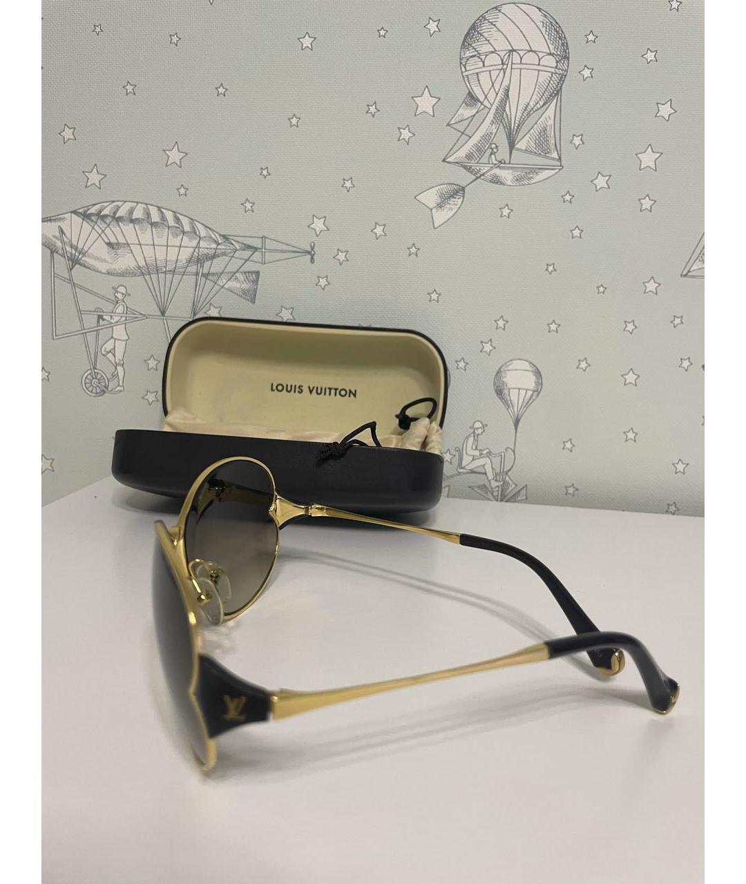 LOUIS VUITTON PRE-OWNED Коричневые металлические солнцезащитные очки, фото 4