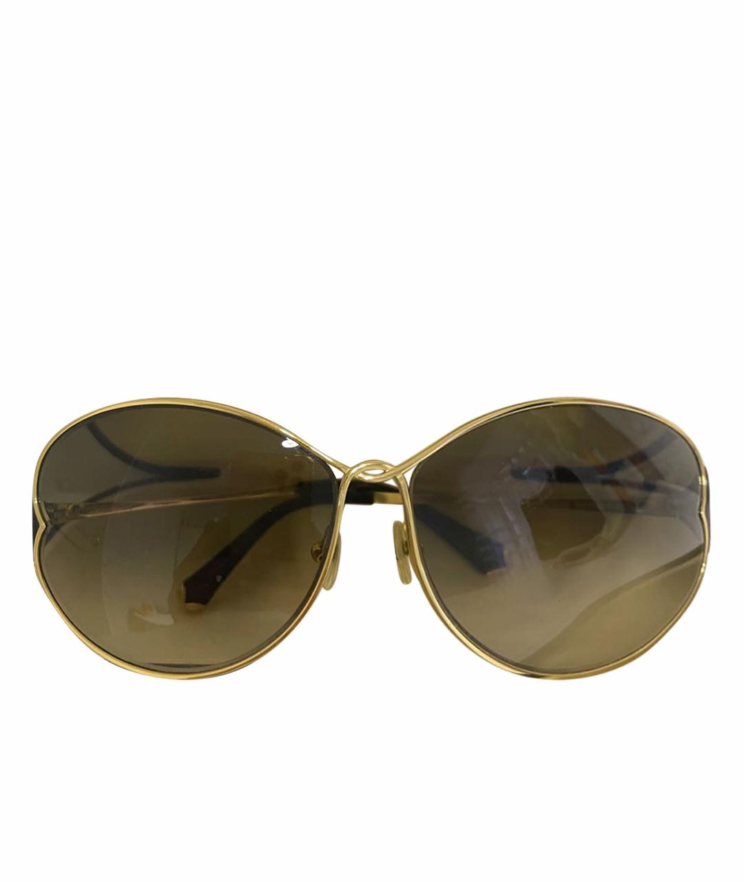 LOUIS VUITTON PRE-OWNED Коричневые металлические солнцезащитные очки, фото 1