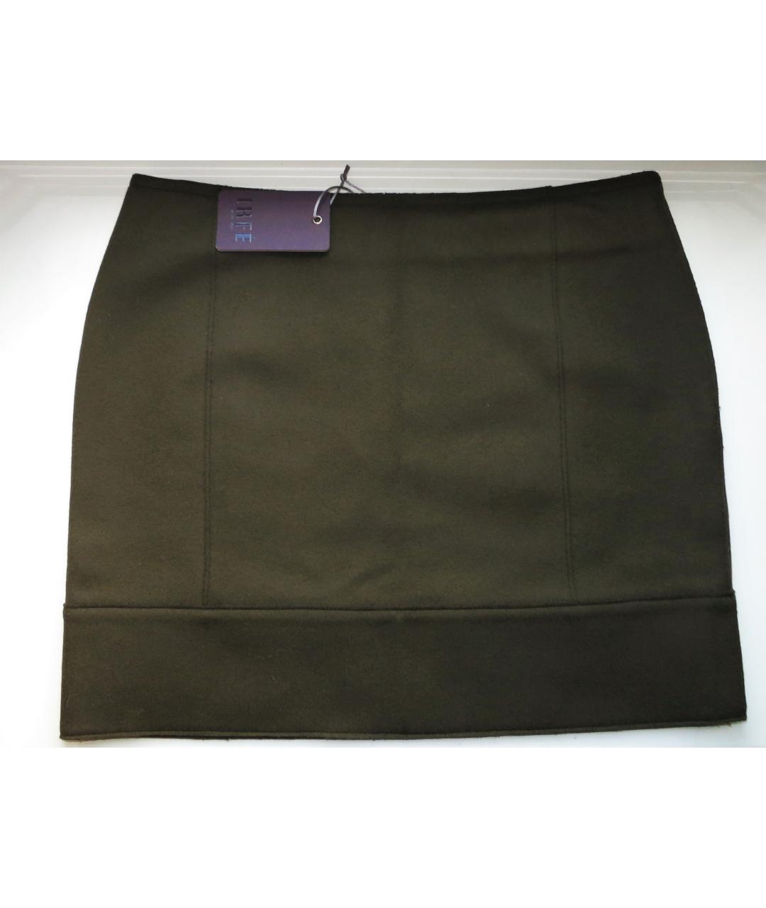IRFE Хаки шерстяная юбка мини, фото 5