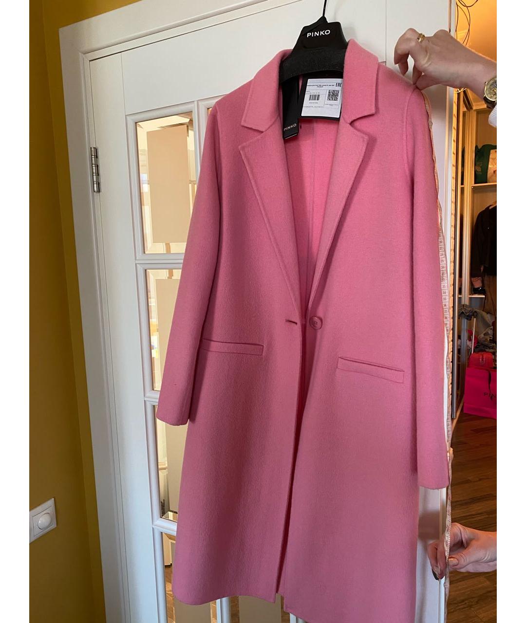 PINKO Розовое кашемировое пальто, фото 4