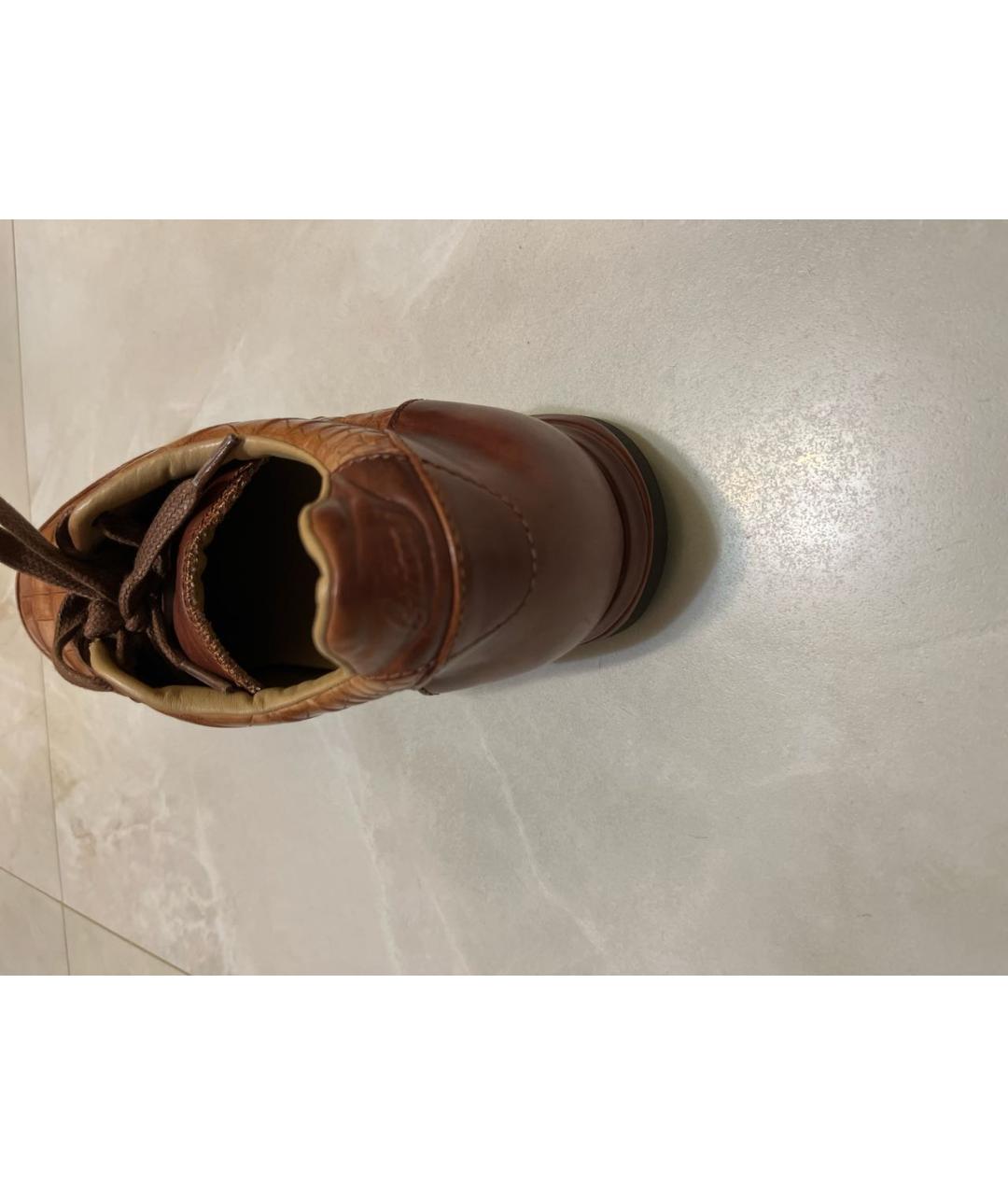 BRIONI Коричневые низкие кроссовки / кеды из экзотической кожи, фото 8