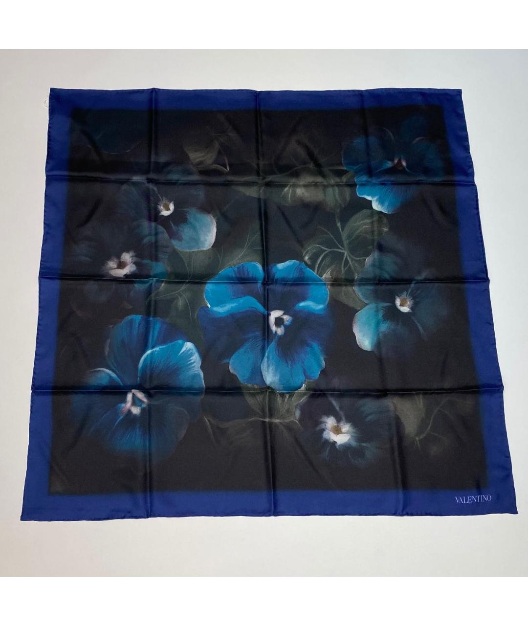 VALENTINO Синий шелковый платок, фото 2