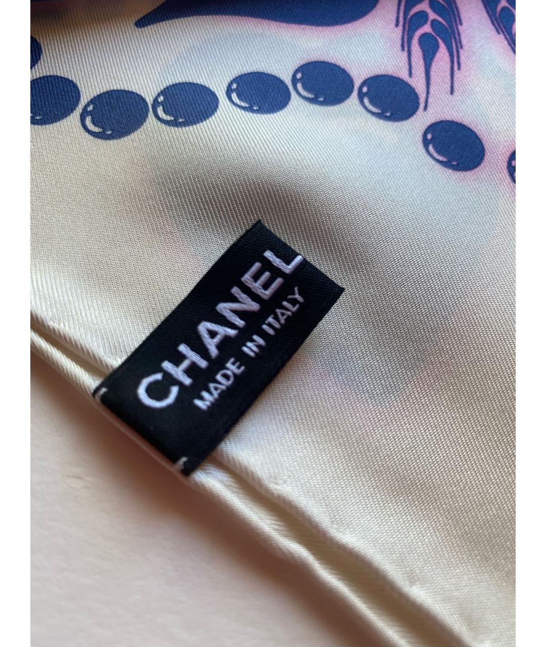 CHANEL PRE-OWNED Белый шелковый платок, фото 3