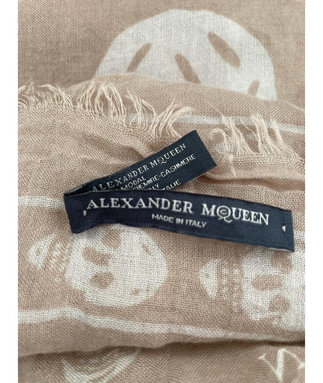 ALEXANDER MCQUEEN Бежевый шерстяной платок, фото 5