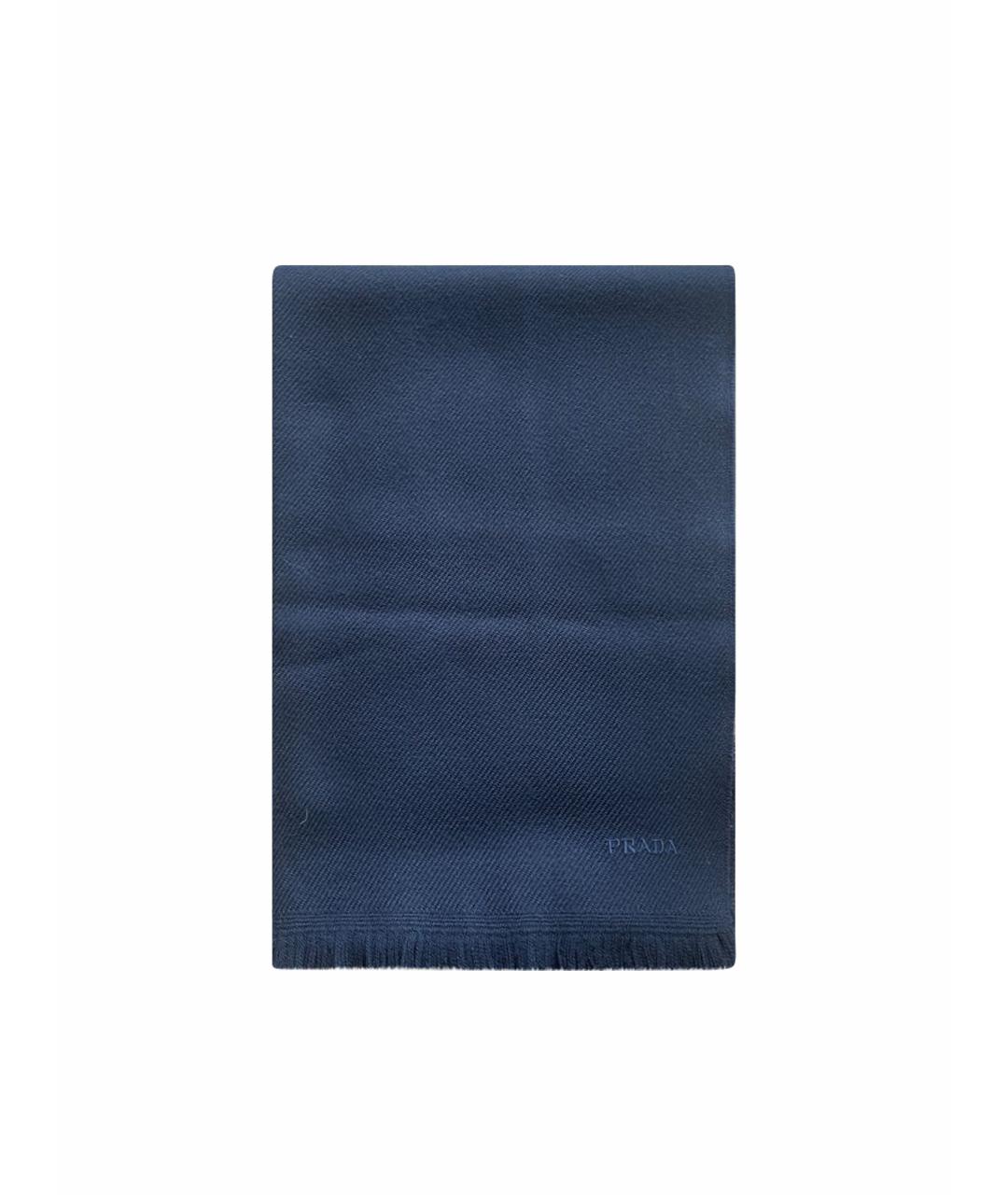 PRADA Темно-синий шерстяной шарф, фото 1