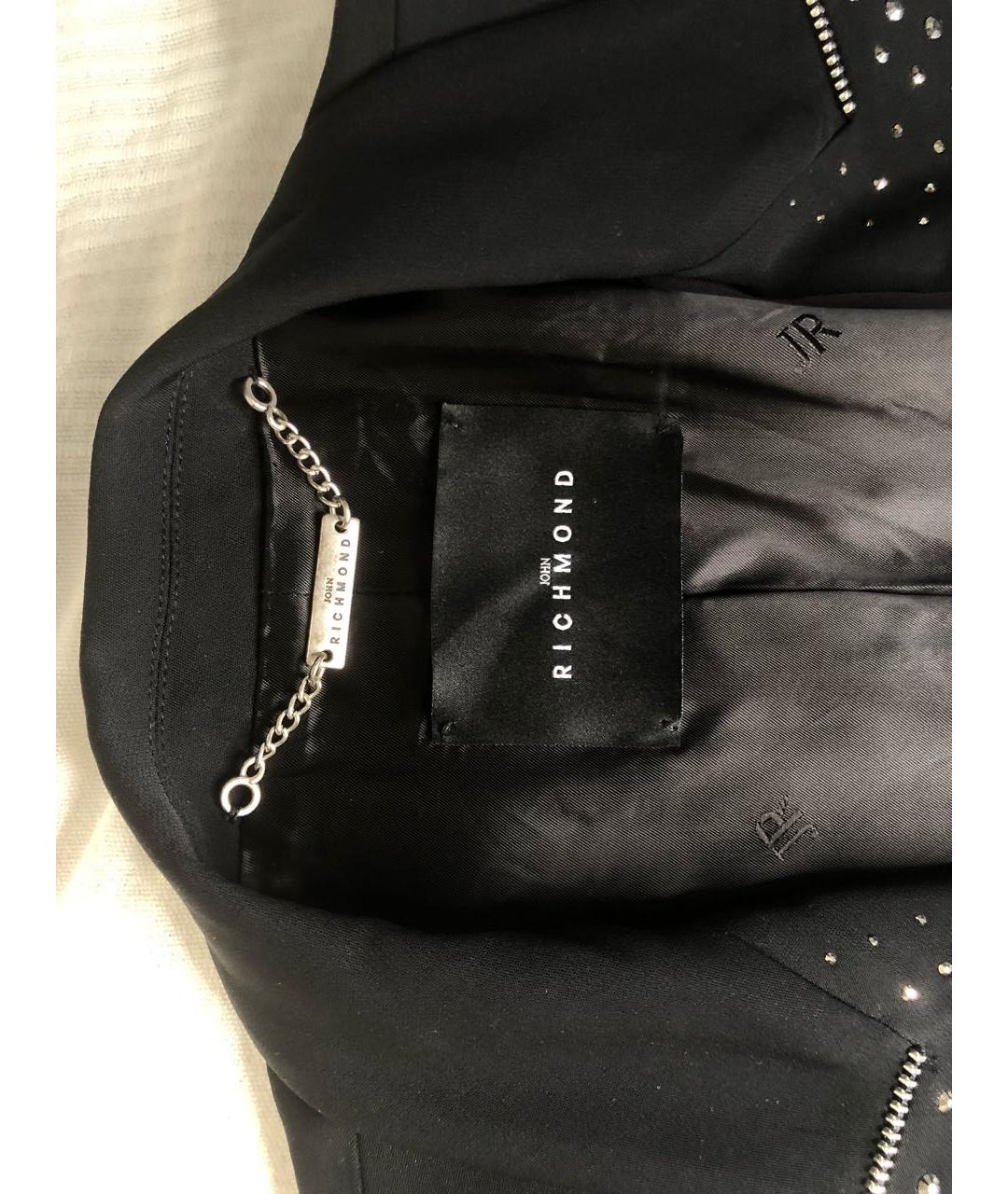 JOHN RICHMOND Черный хлопко-эластановый жакет/пиджак, фото 3