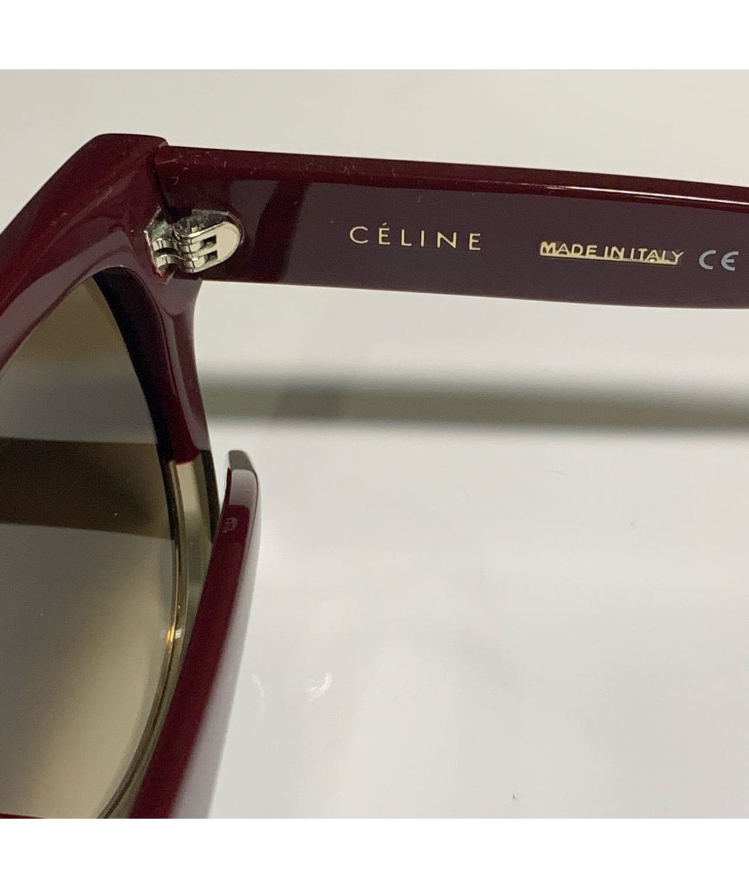 CELINE PRE-OWNED Бордовые пластиковые солнцезащитные очки, фото 3