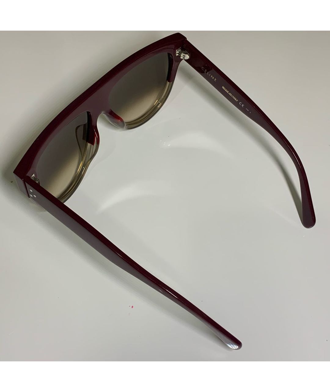 CELINE PRE-OWNED Бордовые пластиковые солнцезащитные очки, фото 2