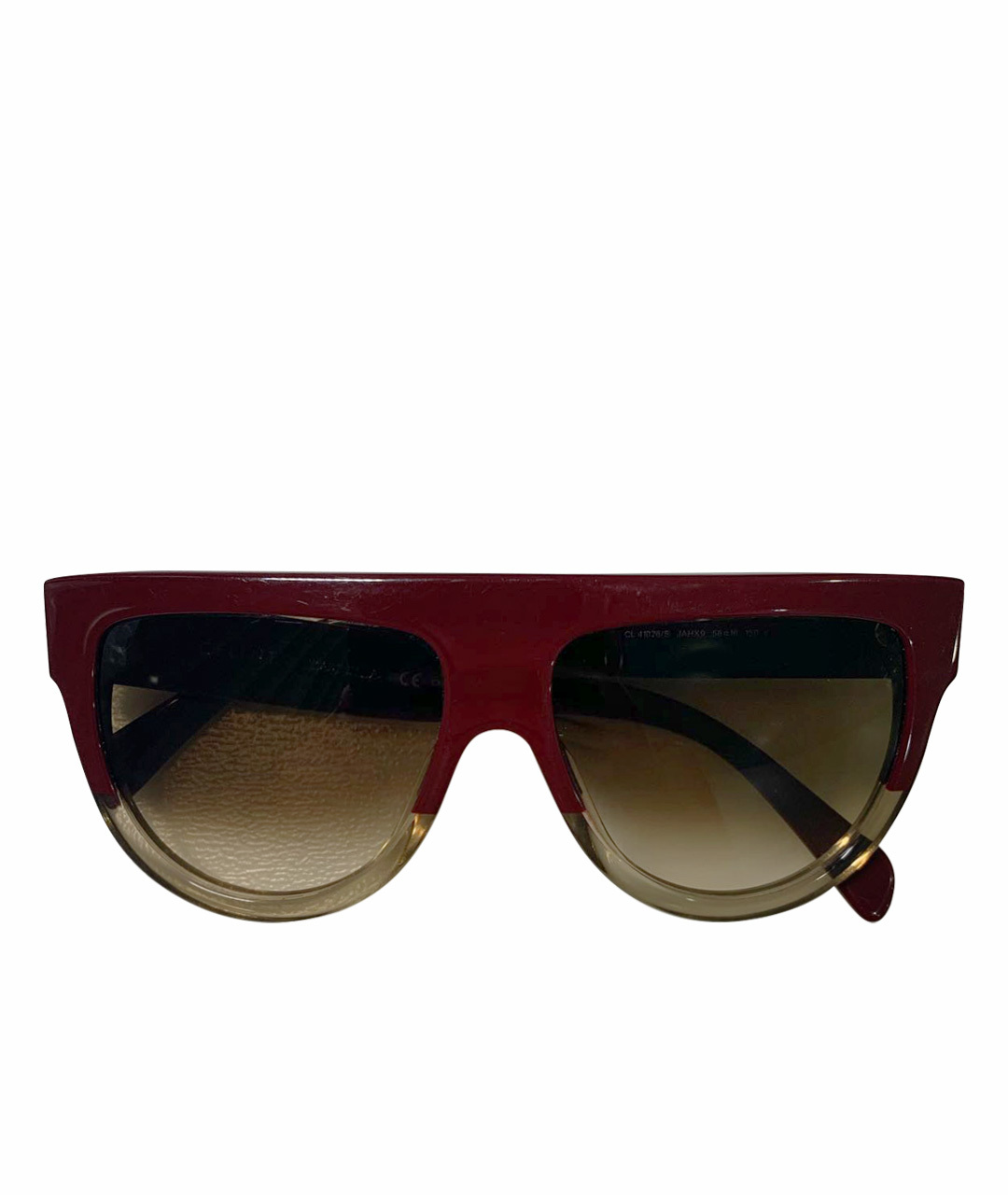 CELINE PRE-OWNED Бордовые пластиковые солнцезащитные очки, фото 1