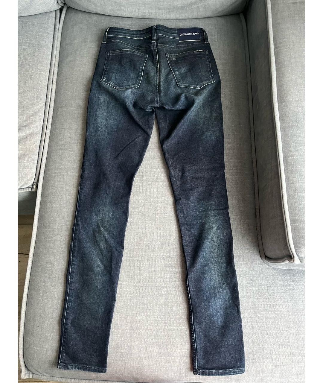 CALVIN KLEIN Синие хлопко-эластановые джинсы слим, фото 2