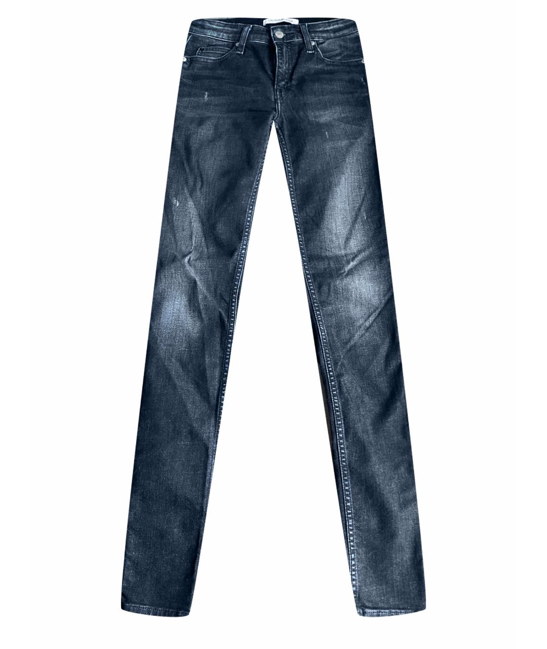 CALVIN KLEIN Синие хлопко-эластановые джинсы слим, фото 1