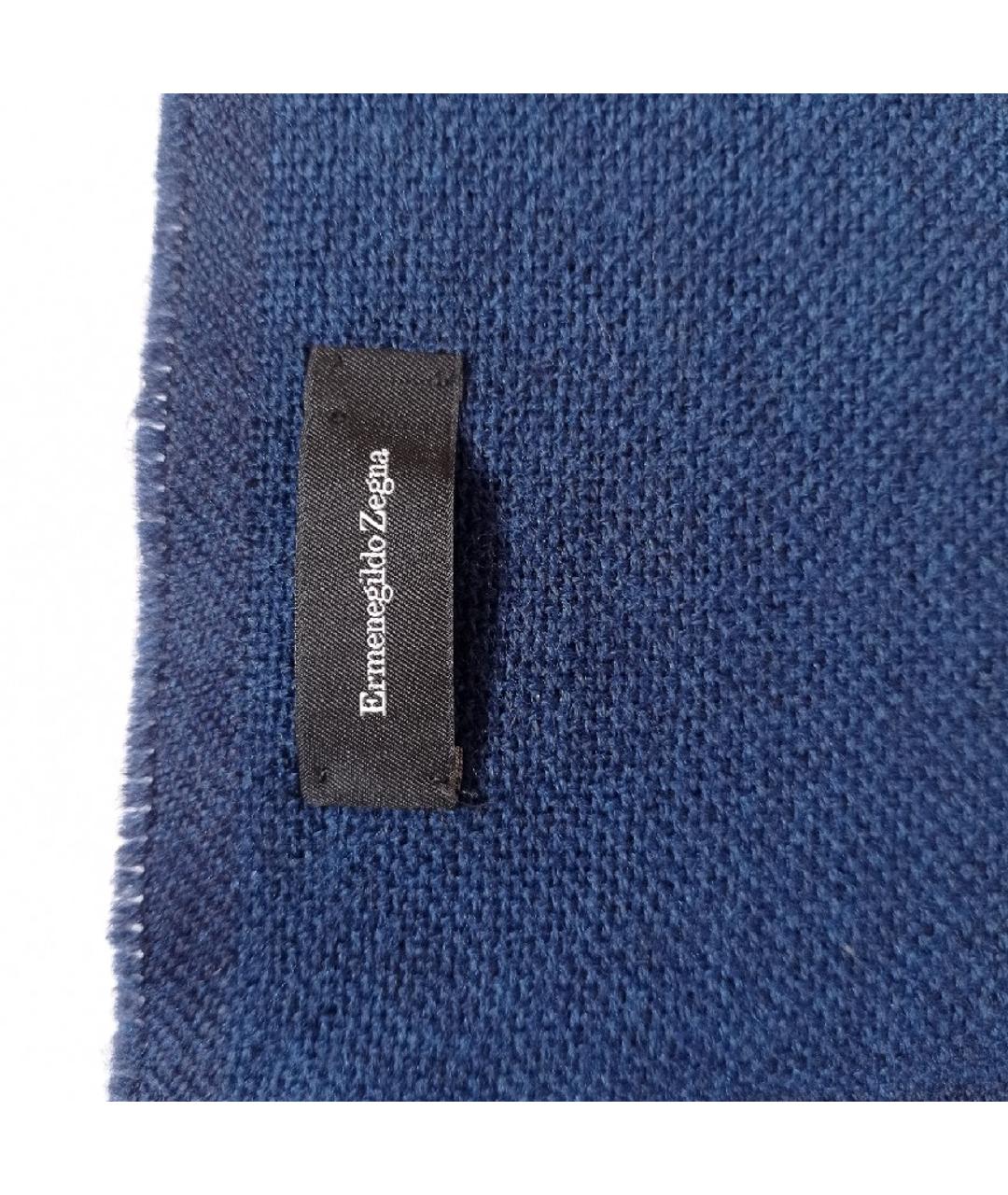 ERMENEGILDO ZEGNA Темно-синий шерстяной шарф, фото 3