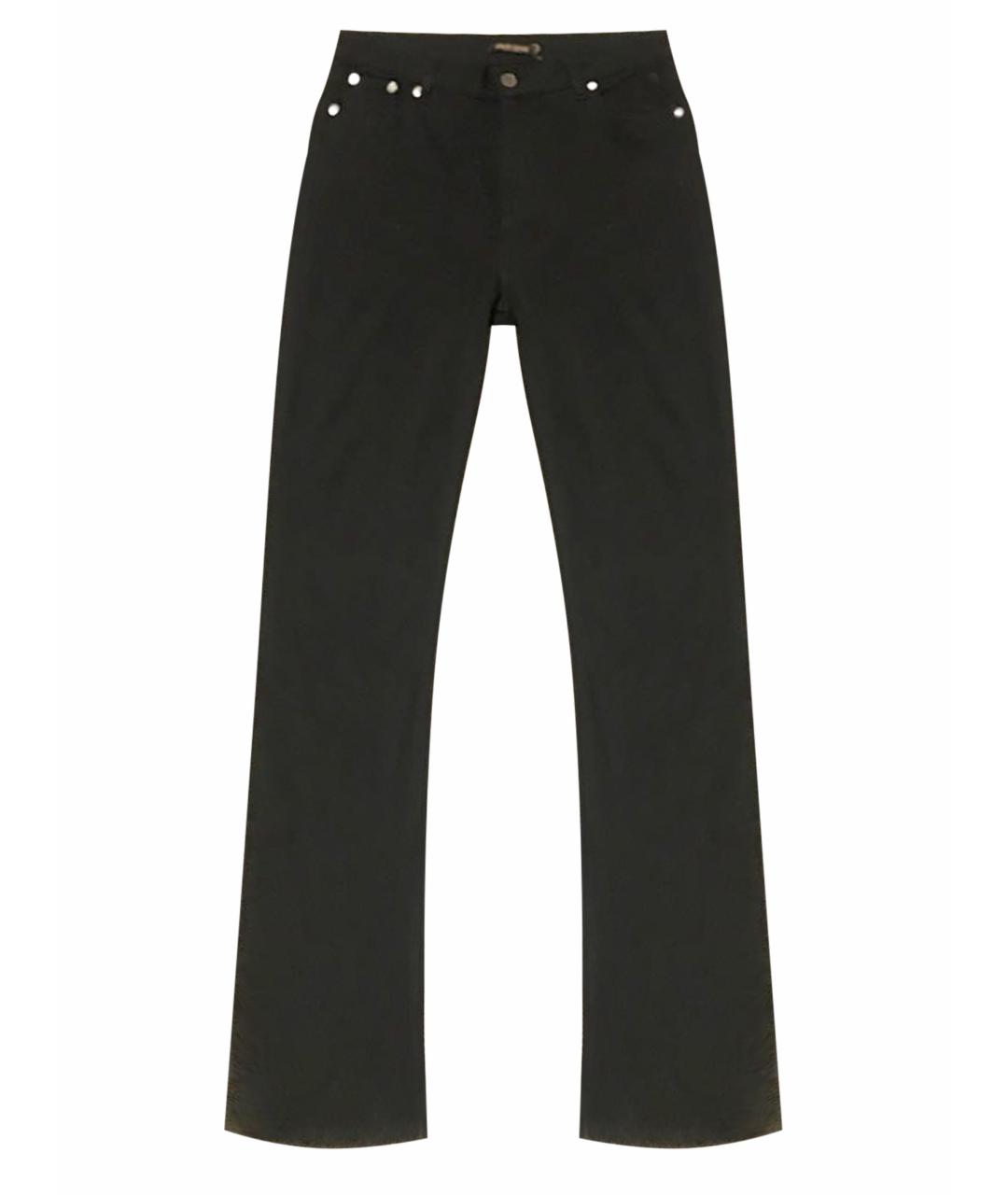 ROBERTO CAVALLI Черные хлопко-эластановые брюки широкие, фото 1