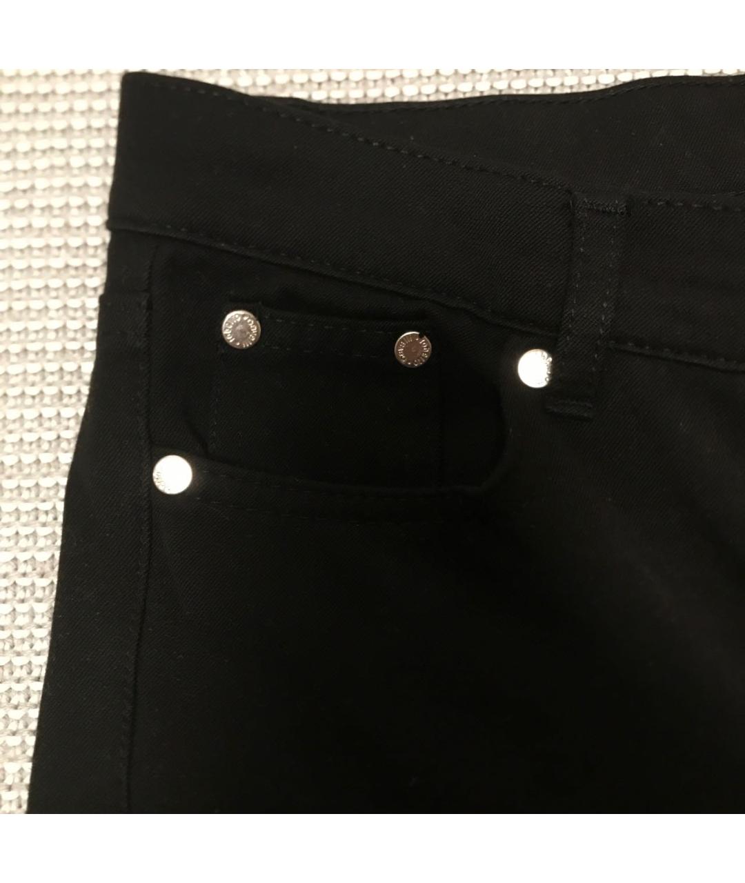 ROBERTO CAVALLI Черные хлопко-эластановые брюки широкие, фото 4