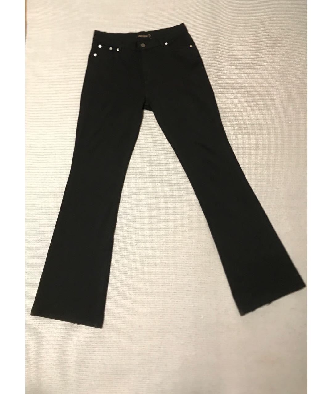 ROBERTO CAVALLI Черные хлопко-эластановые брюки широкие, фото 8