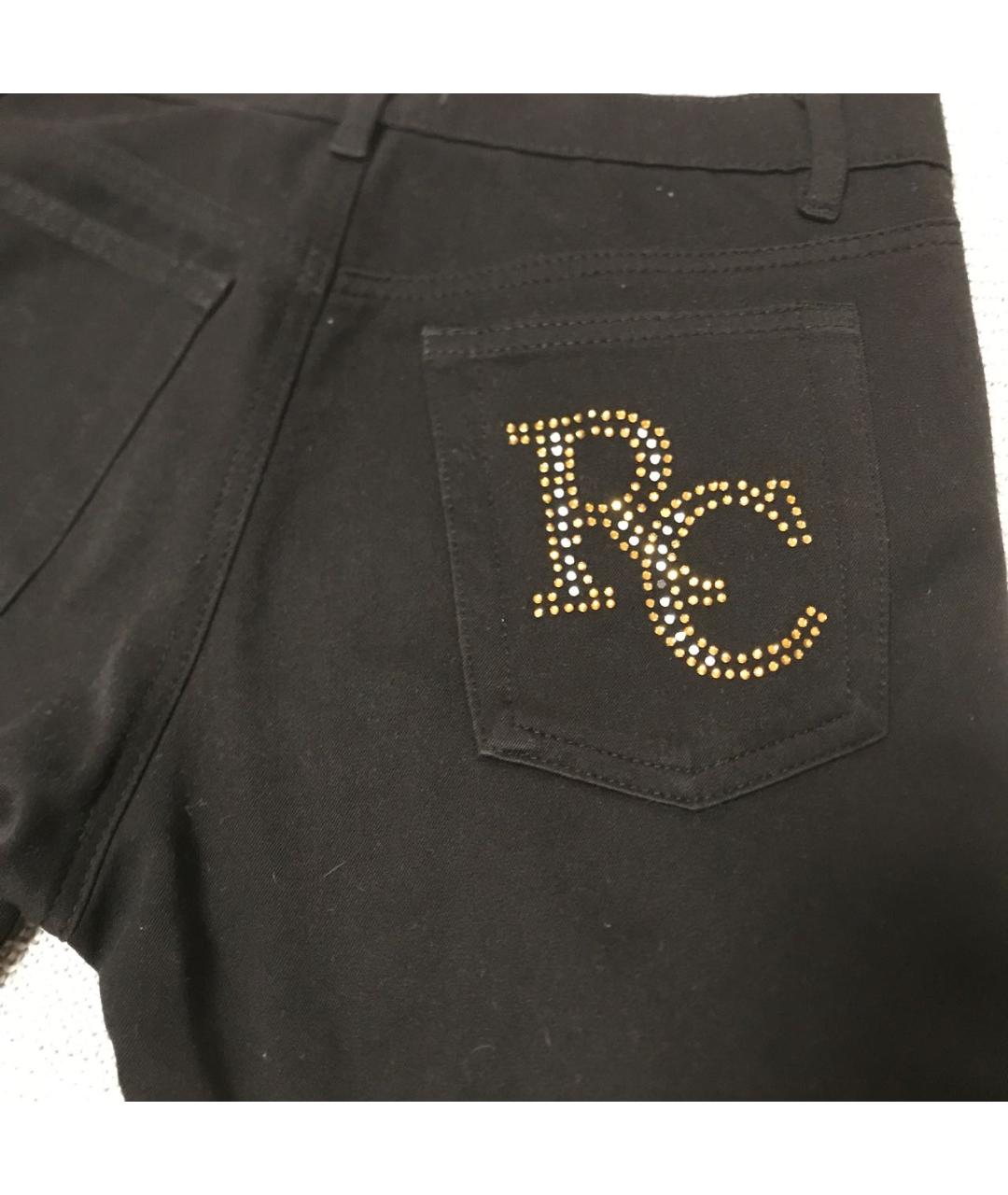 ROBERTO CAVALLI Черные хлопко-эластановые брюки широкие, фото 2