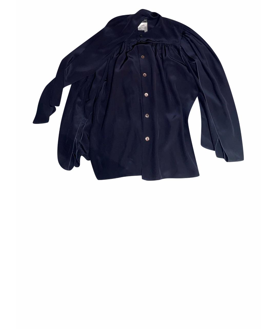 CHANEL PRE-OWNED Темно-синяя шелковая блузы, фото 1