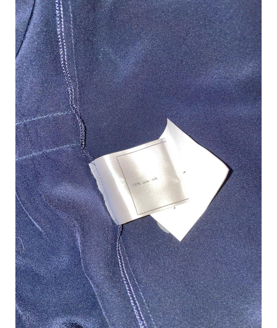 CHANEL PRE-OWNED Темно-синяя шелковая блузы, фото 5