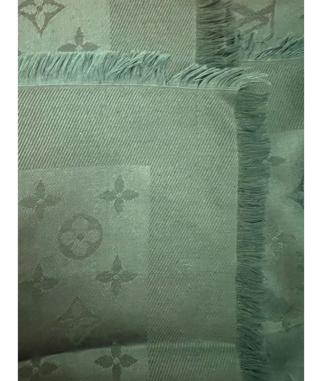 LOUIS VUITTON PRE-OWNED Зеленый шелковый платок, фото 2