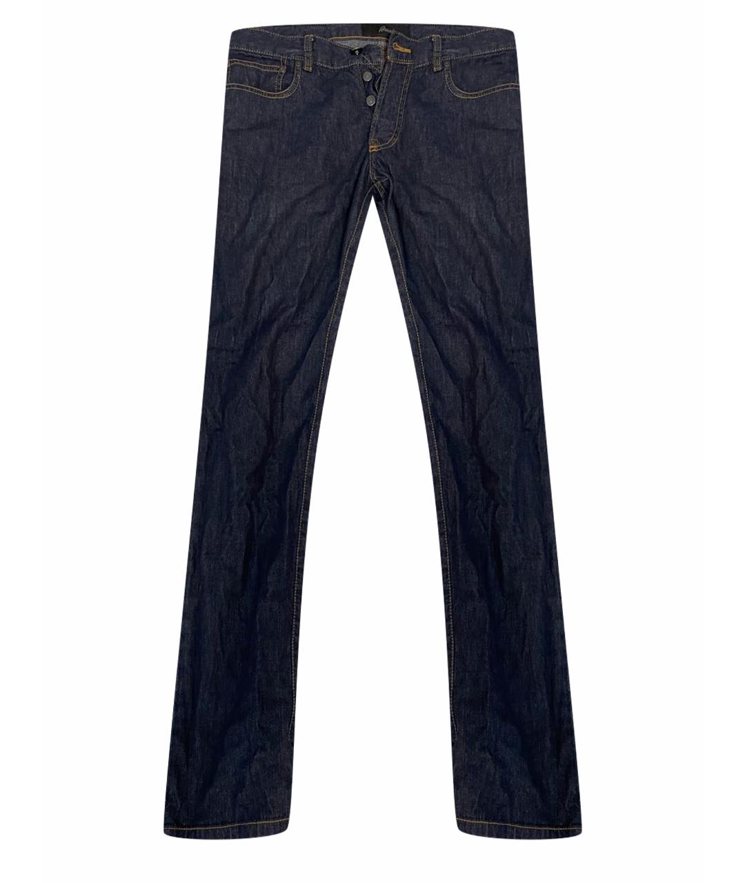 BRIONI Темно-синие хлопковые прямые джинсы, фото 1