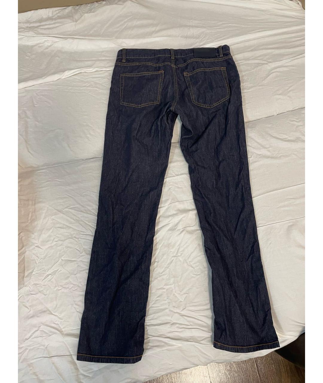 BRIONI Темно-синие хлопковые прямые джинсы, фото 2