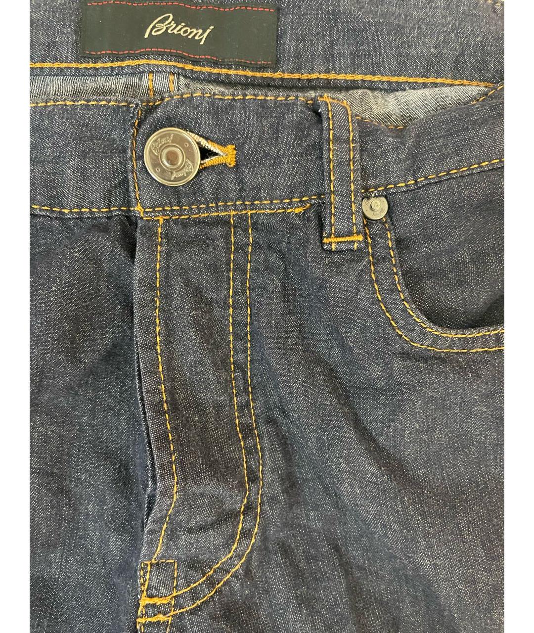 BRIONI Темно-синие хлопковые прямые джинсы, фото 4