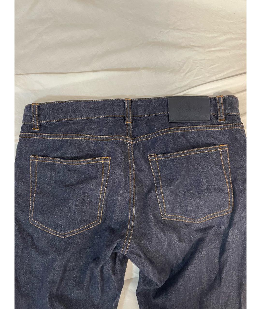 BRIONI Темно-синие хлопковые прямые джинсы, фото 3