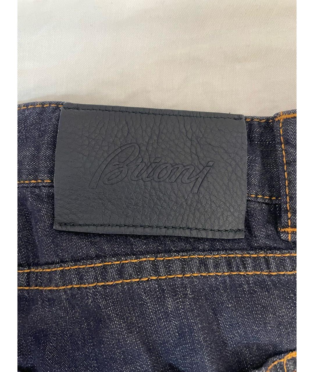 BRIONI Темно-синие хлопковые прямые джинсы, фото 5