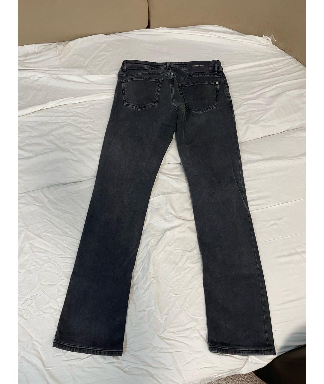 STEFANO RICCI Антрацитовые хлопковые прямые джинсы, фото 2