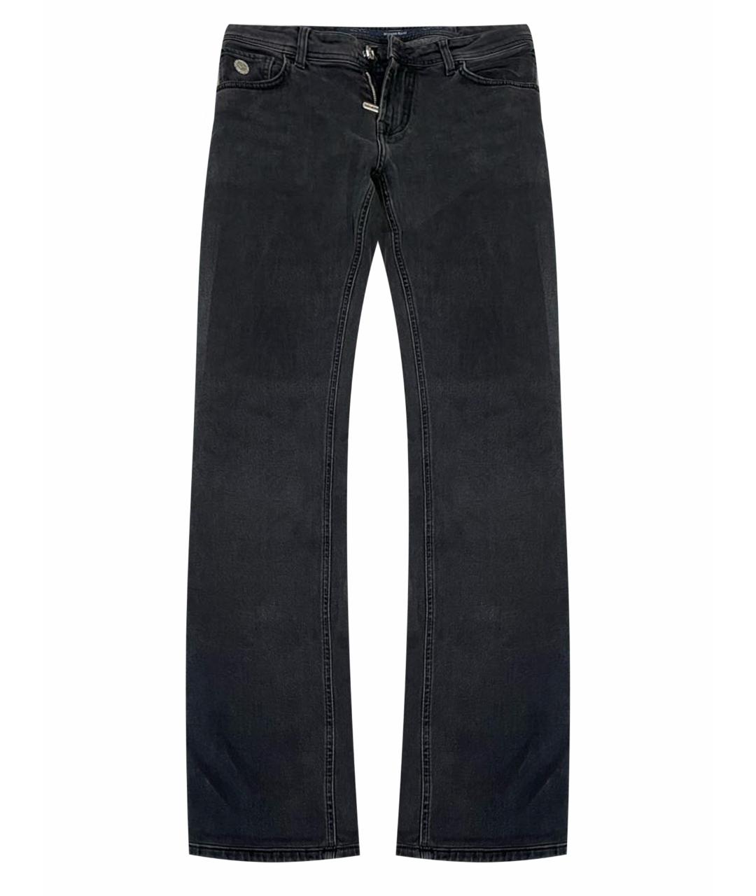 STEFANO RICCI Антрацитовые хлопковые прямые джинсы, фото 1
