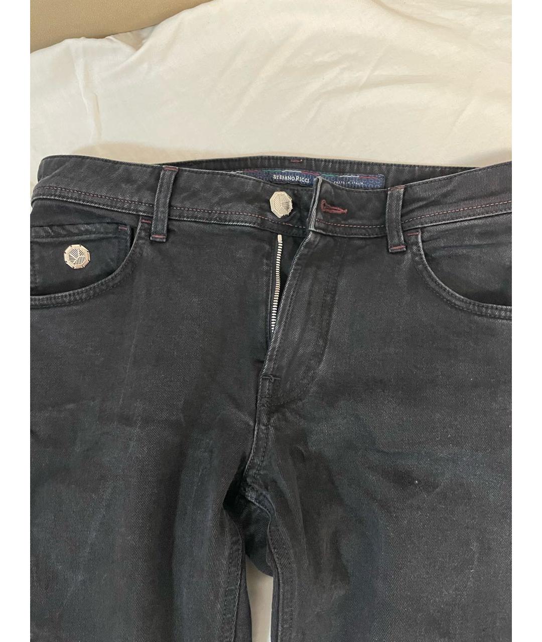 STEFANO RICCI Черные хлопковые прямые джинсы, фото 4