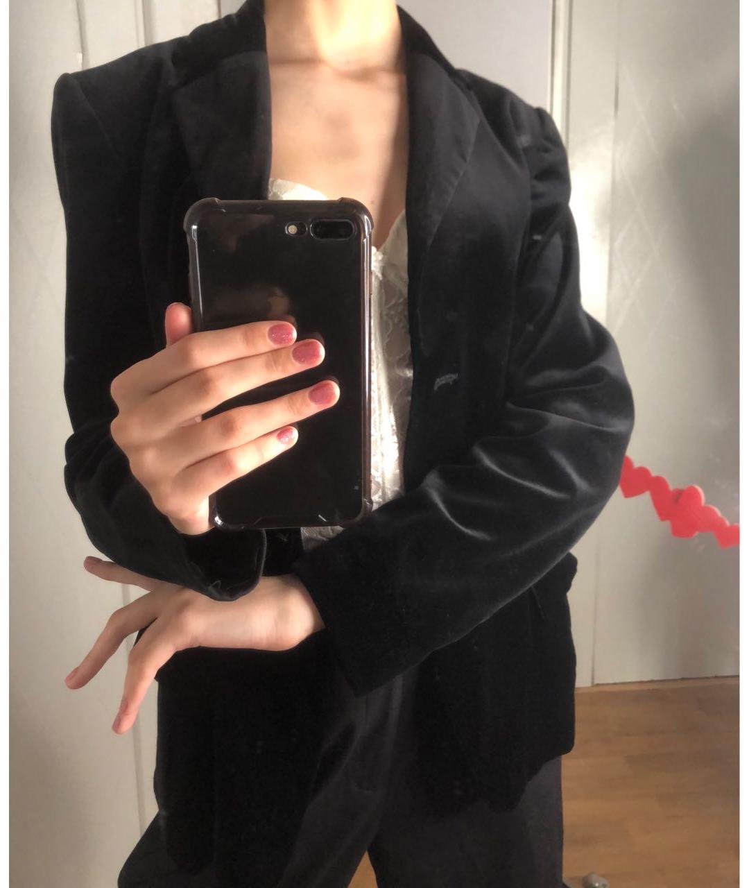 TRUSSARDI Черный велюровый жакет/пиджак, фото 5