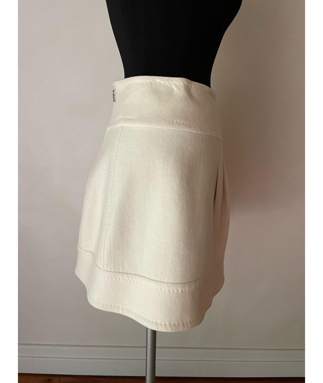 MALO Белая шерстяная юбка мини, фото 3