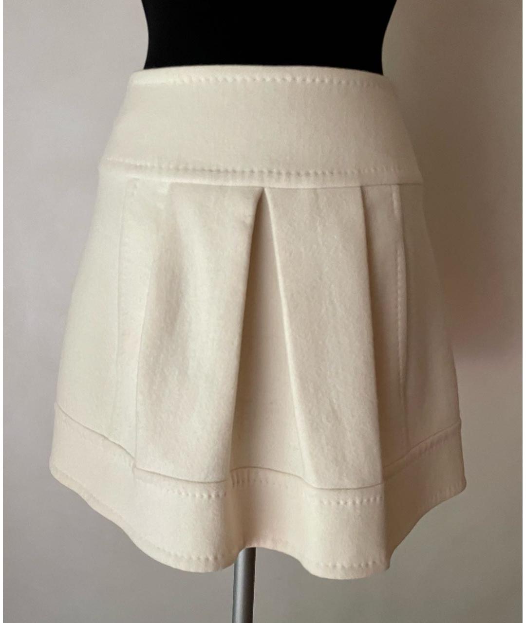 MALO Белая шерстяная юбка мини, фото 2