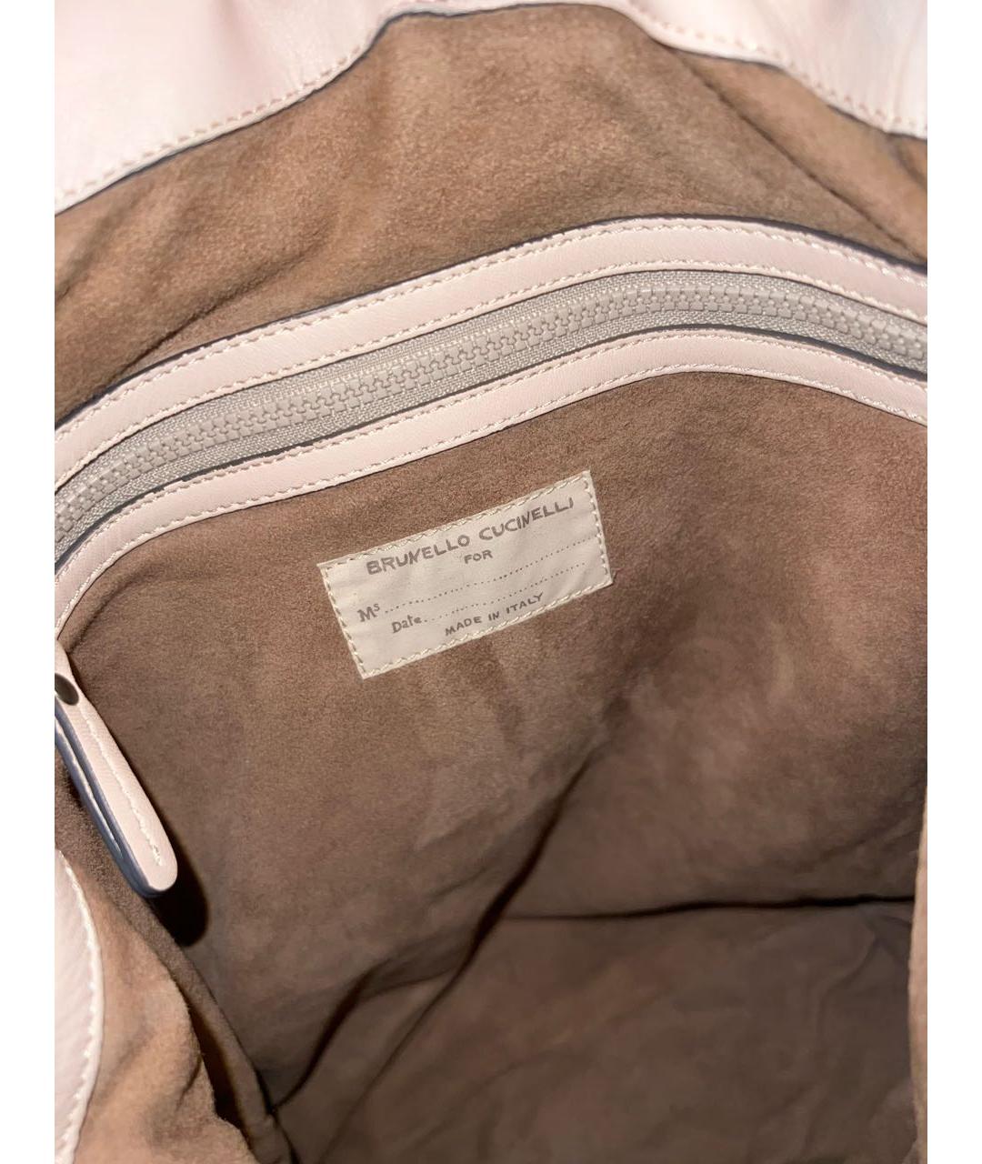BRUNELLO CUCINELLI Бежевый кожаный рюкзак, фото 6