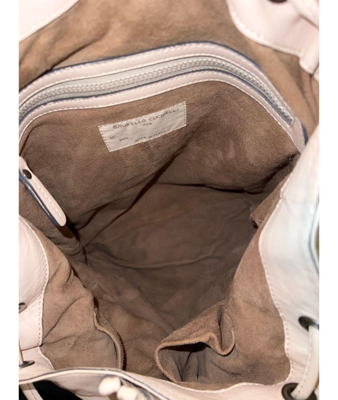 BRUNELLO CUCINELLI Бежевый кожаный рюкзак, фото 7