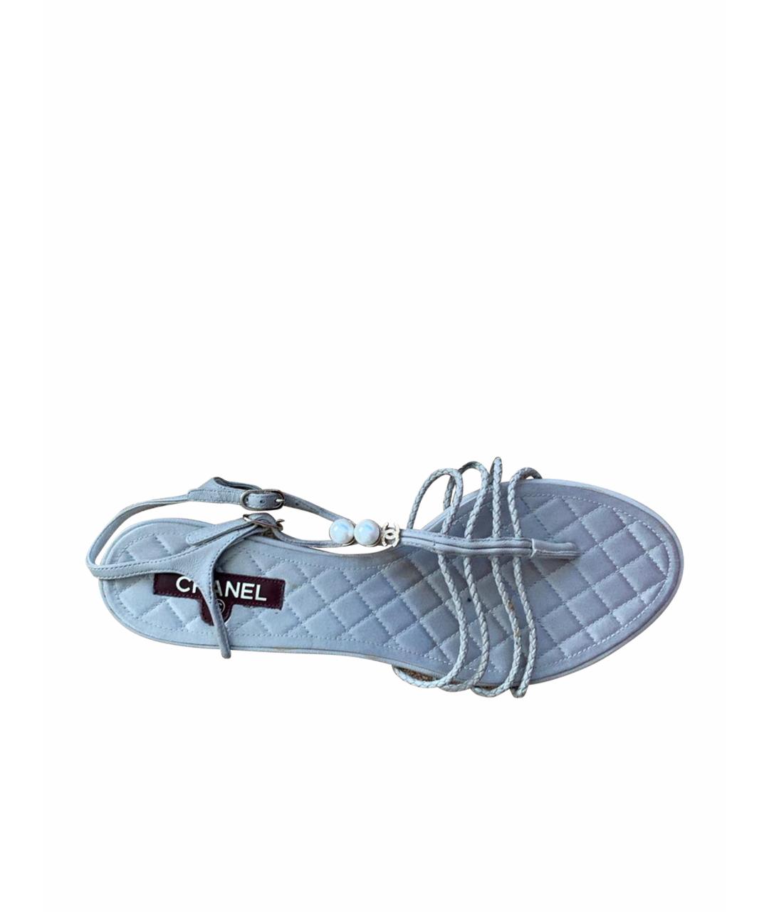 CHANEL PRE-OWNED Серые текстильные сандалии, фото 1