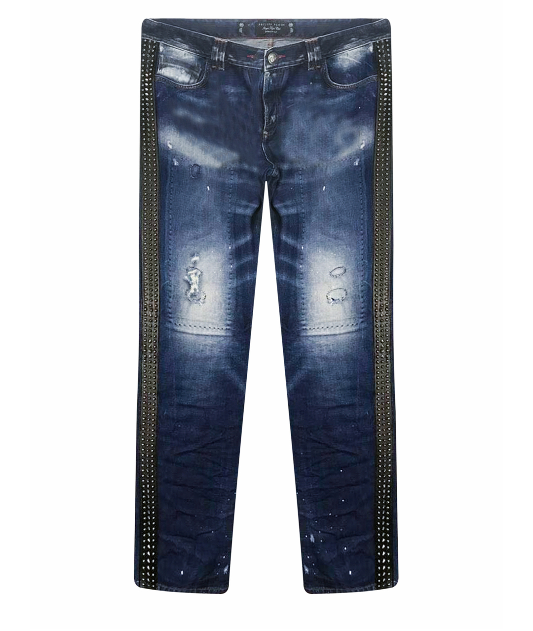 PHILIPP PLEIN Синие хлопковые прямые джинсы, фото 1
