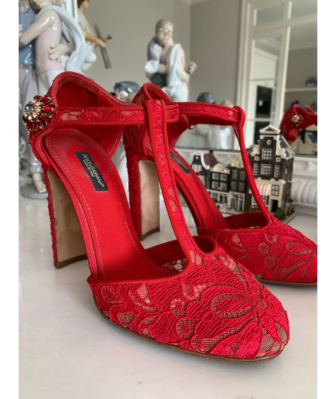 DOLCE&GABBANA Красные текстильные туфли, фото 3