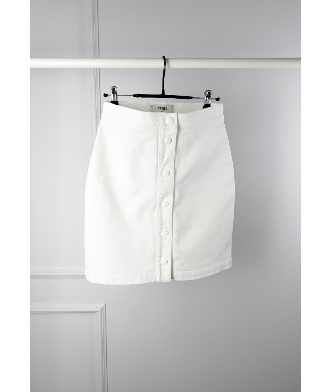 FENDI Белая хлопковая юбка мини, фото 3