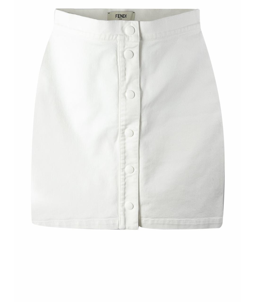 FENDI Белая хлопковая юбка мини, фото 4