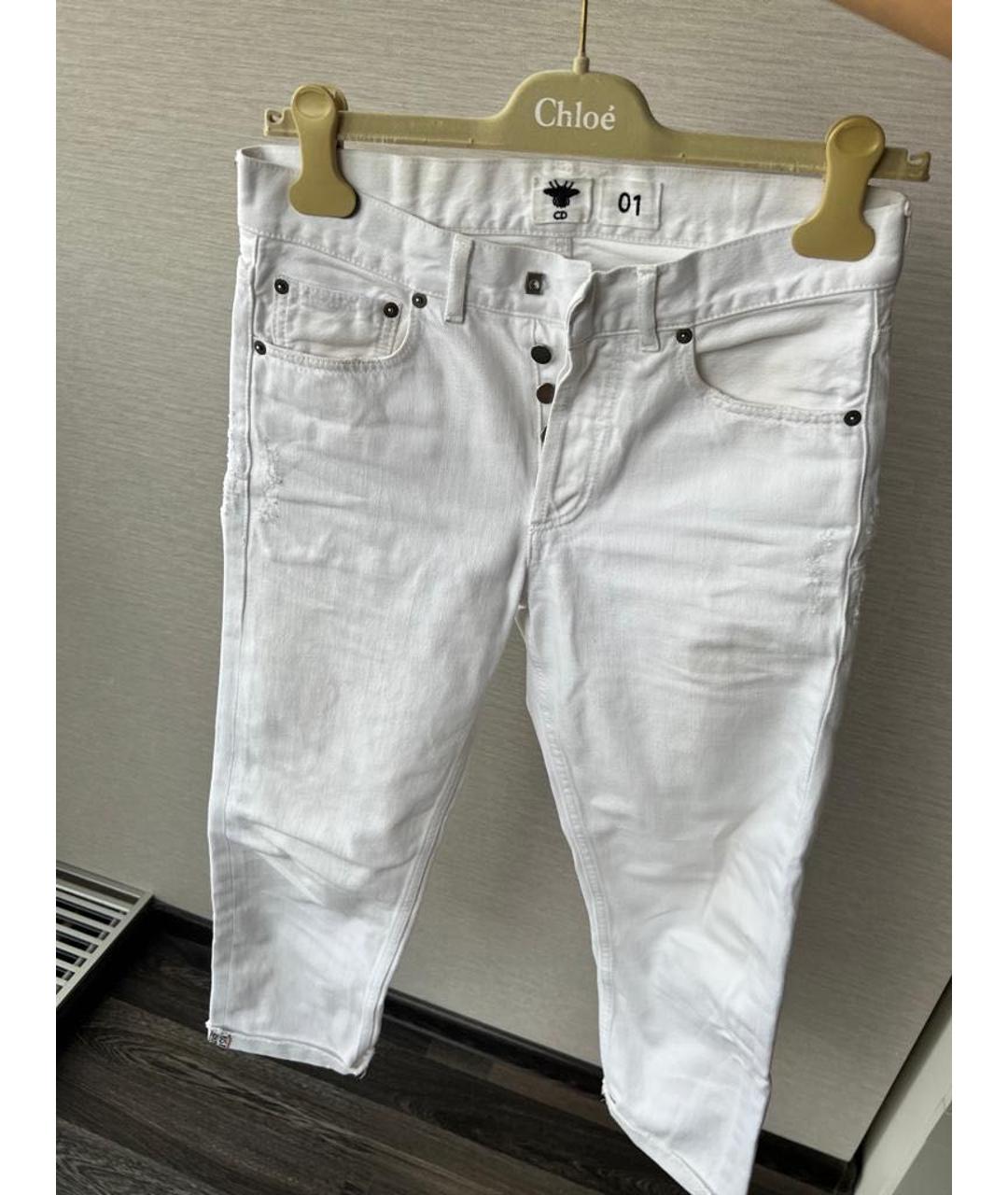 CHRISTIAN DIOR Белые хлопковые джинсы слим, фото 7