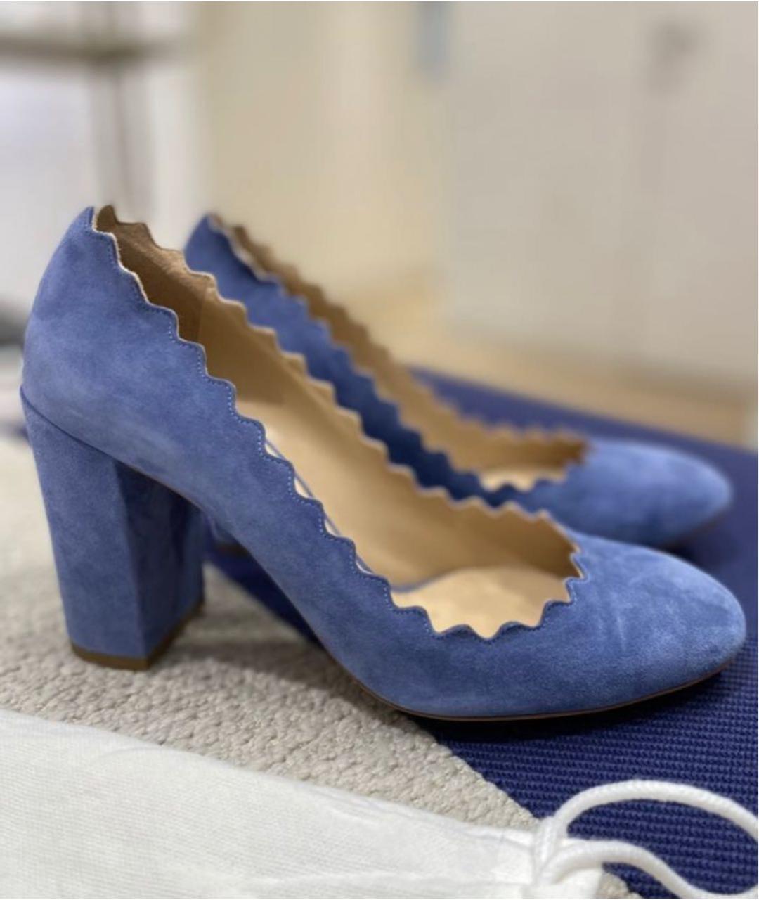 CHLOE Голубые замшевые туфли, фото 5