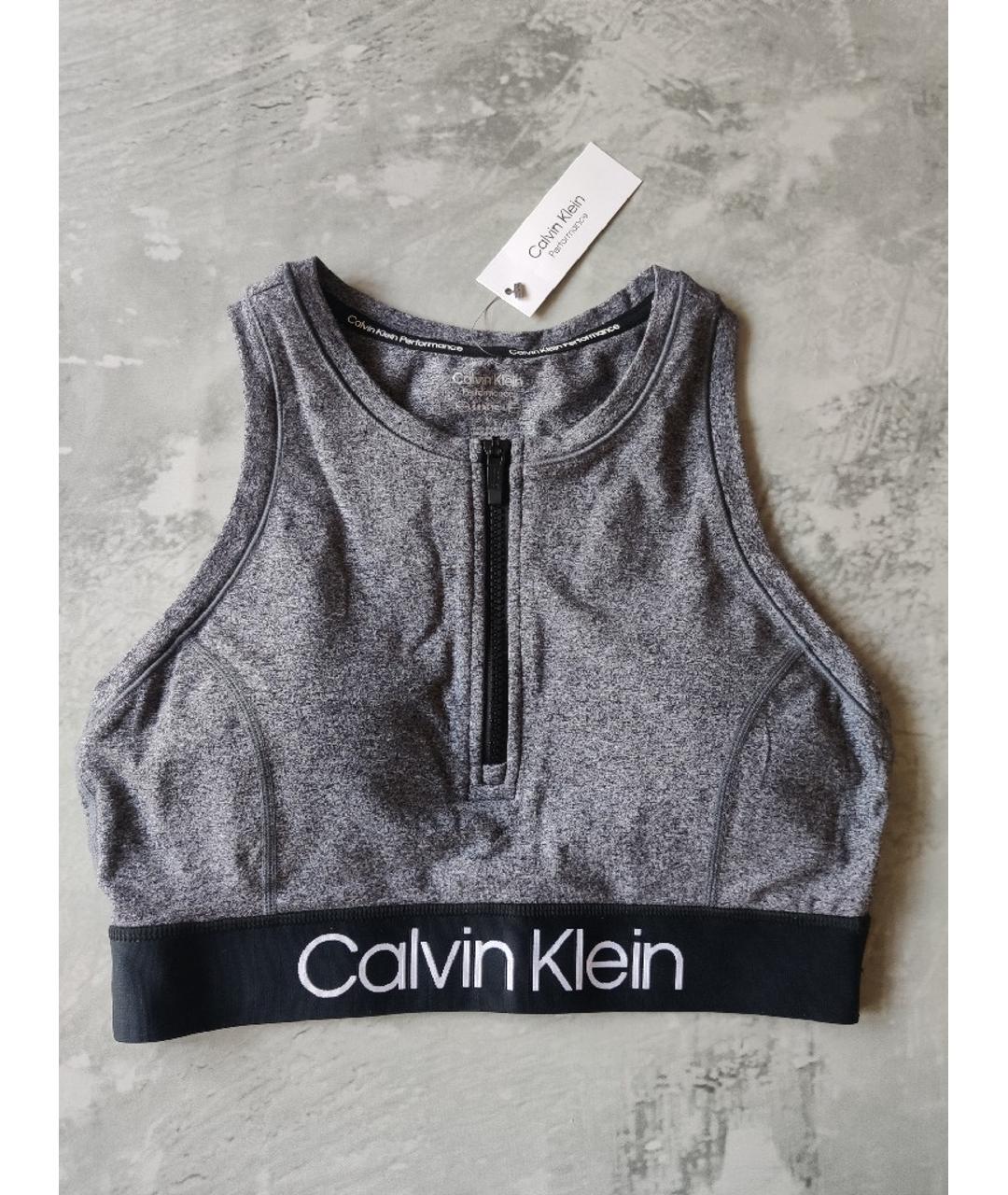 CALVIN KLEIN Серая хлопковая майка, фото 4