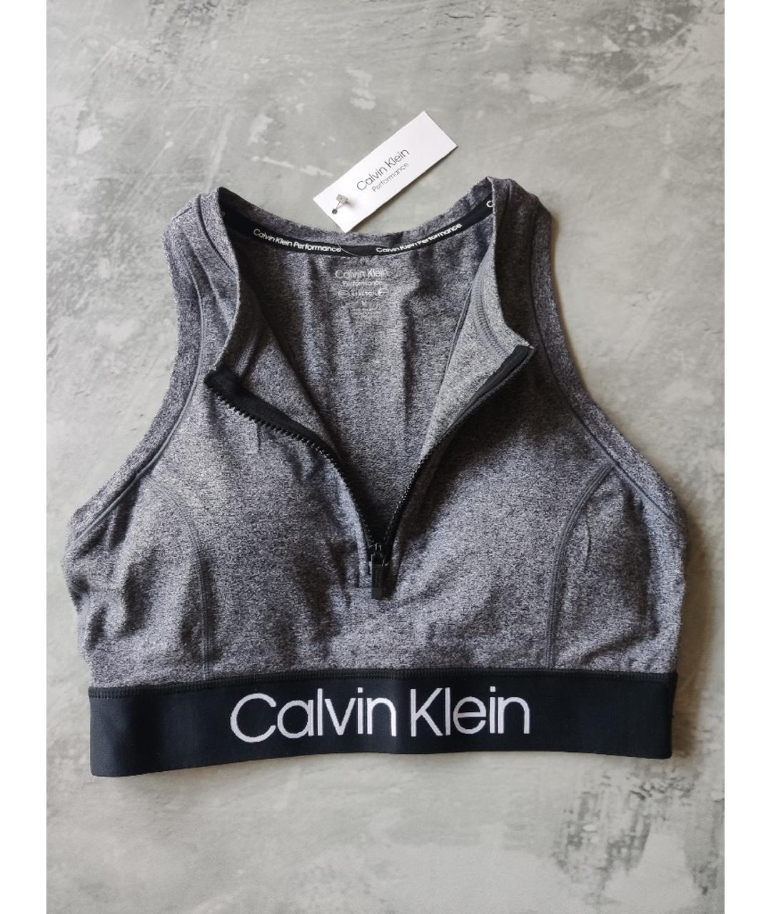 CALVIN KLEIN Серая хлопковая майка, фото 8